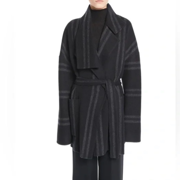 Vince Striped Wool Blend Blanket Coat Size XS - Picture 1 of 10